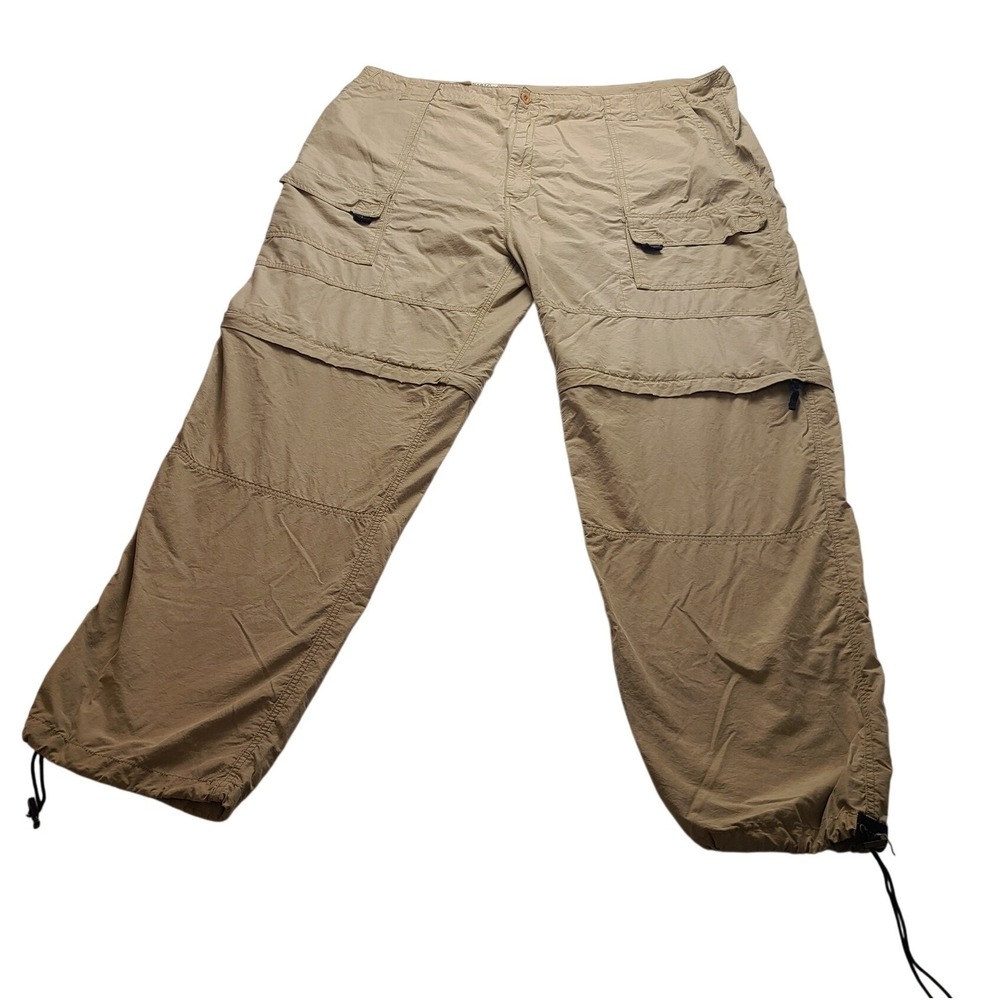 Basic Options Men's Khaki Convertible Zip Off Cargo Pants Tan Hiking Outdoor